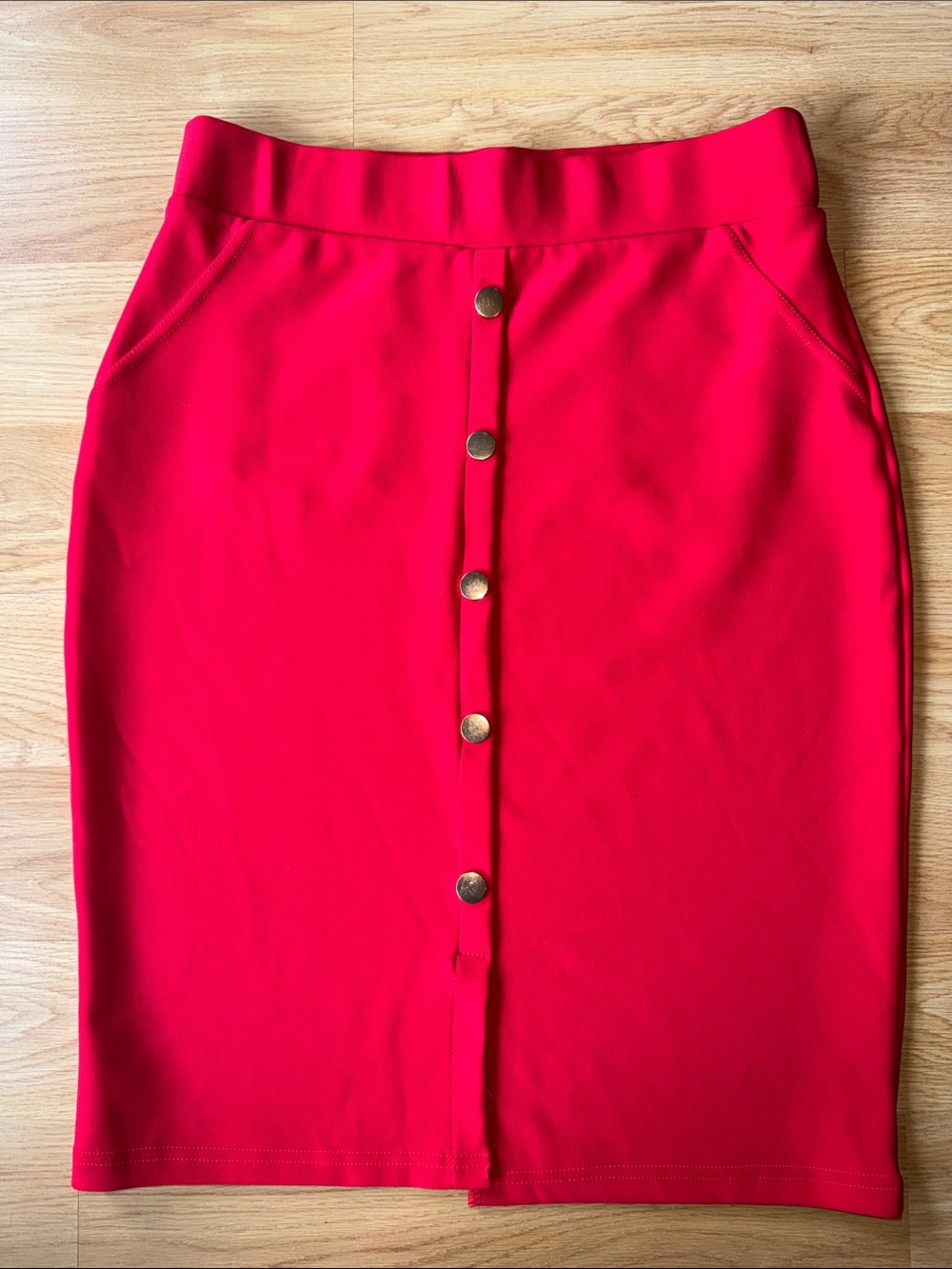 Sexy Red Bodycon Size Medium M Women’s Red Button-Front Pencil Skirt